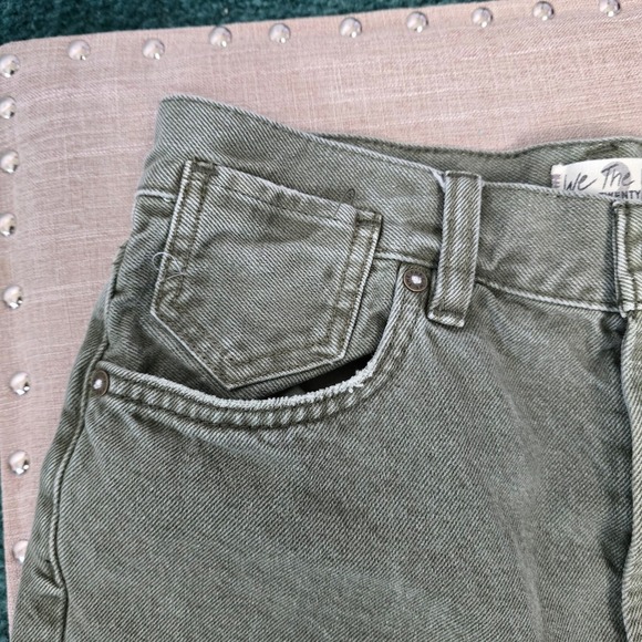 We The Free People Womens Caroline 26 Shorts Cutoff Distressed Denim Olive Green - Picture 6 of 9